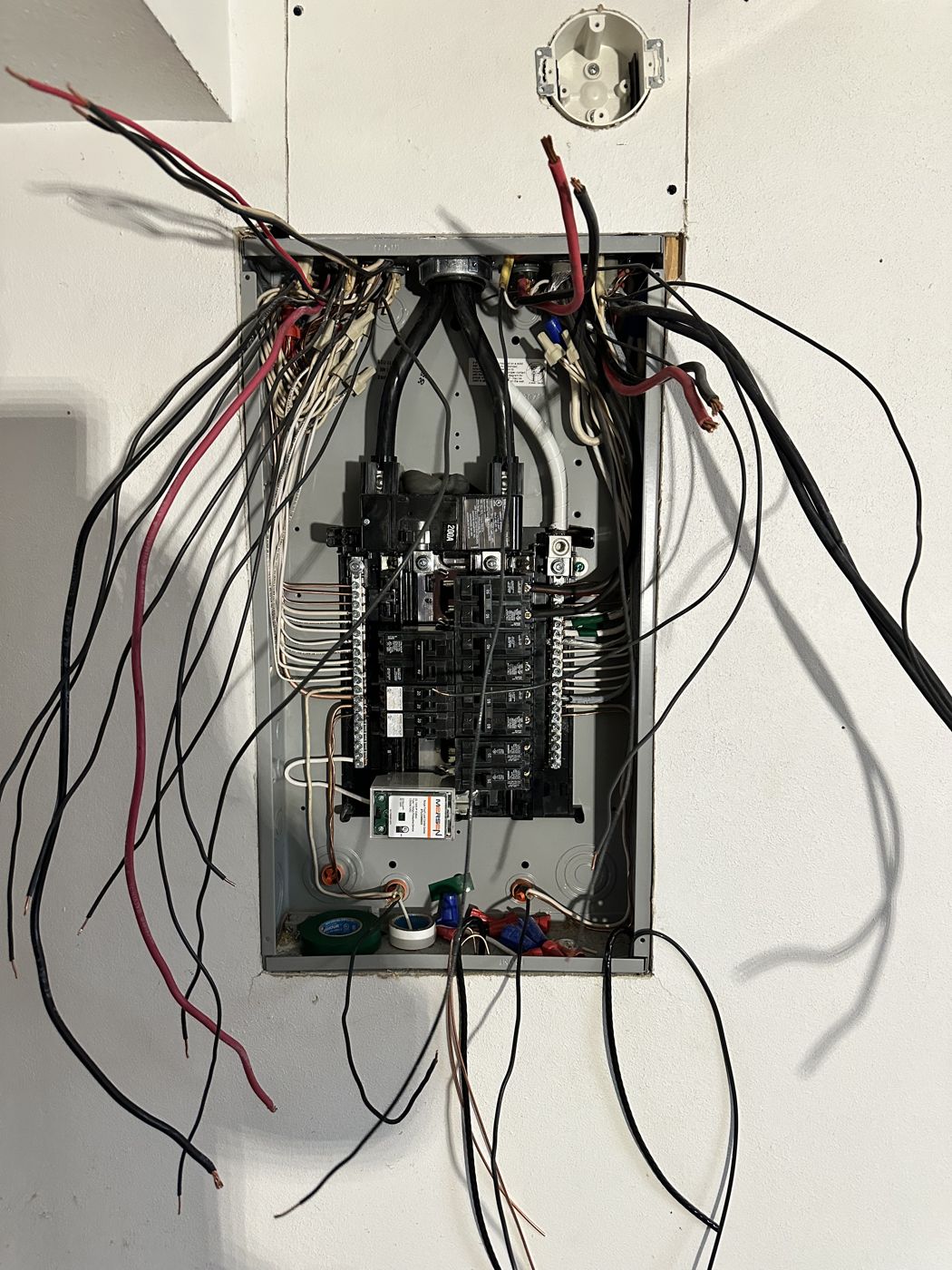 Indoor panel with wiring in progress